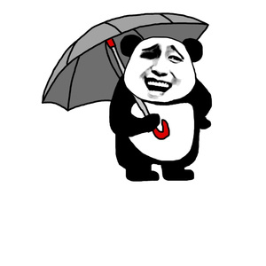 熊猫头叉腰打伞